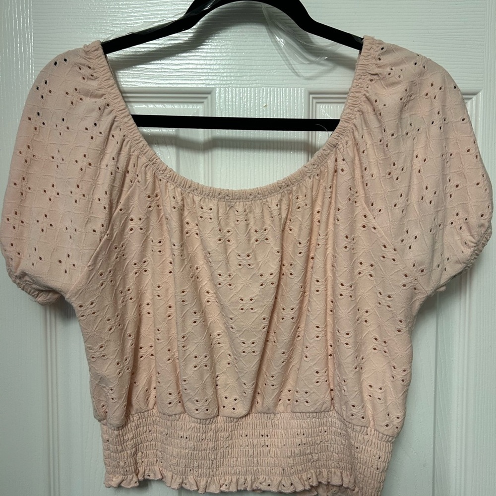 Pink Eyelet Top